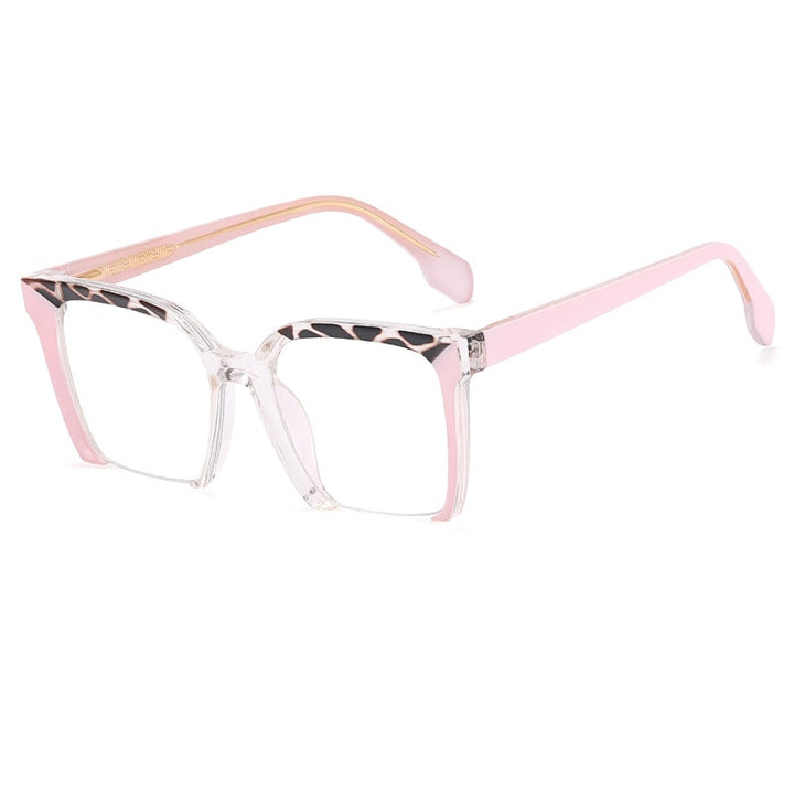CCspace Women's Semi Rim Square Cat Eye Tr 90 Titanium Eyeglasses 55292 Semi Rim CCspace China C4Pink