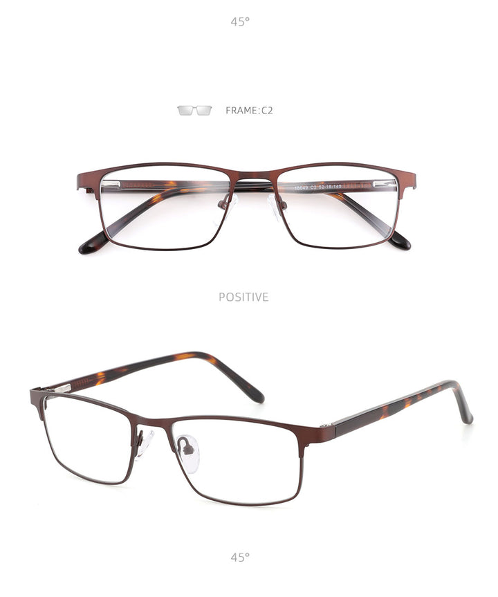 Laoyehui Unisex Full Rim Square Alloy Reading Glasses Anti Blue Light 18049 Reading Glasses Laoyehui