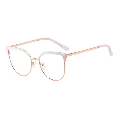 Ralferty Women's Full Rim Oval Cat Eye Acetate Alloy Eyeglasses F91226 Full Rim Ralferty C2 White China