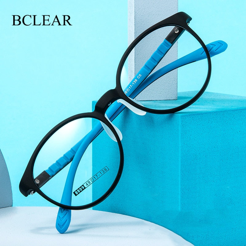Bclear Unisex Children Full Rim Round TR 90 Titanium Eyeglasses Kd8809 Full Rim Bclear   