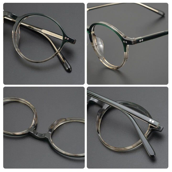 Gatenac Unisex Full Rim Round Acetate Eyeglasses Gxyj961 Full Rim Gatenac