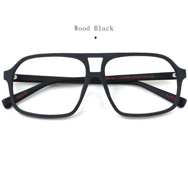 Hdcrafter Unisex Full Rim Square Double Bridge Acetate Tr 90 Eyeglasses Ft8896 Full Rim Hdcrafter Eyeglasses wood black