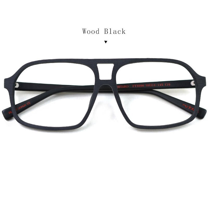 Hdcrafter Unisex Full Rim Square Double Bridge Acetate Tr 90 Eyeglasses Ft8896 Full Rim Hdcrafter Eyeglasses wood black
