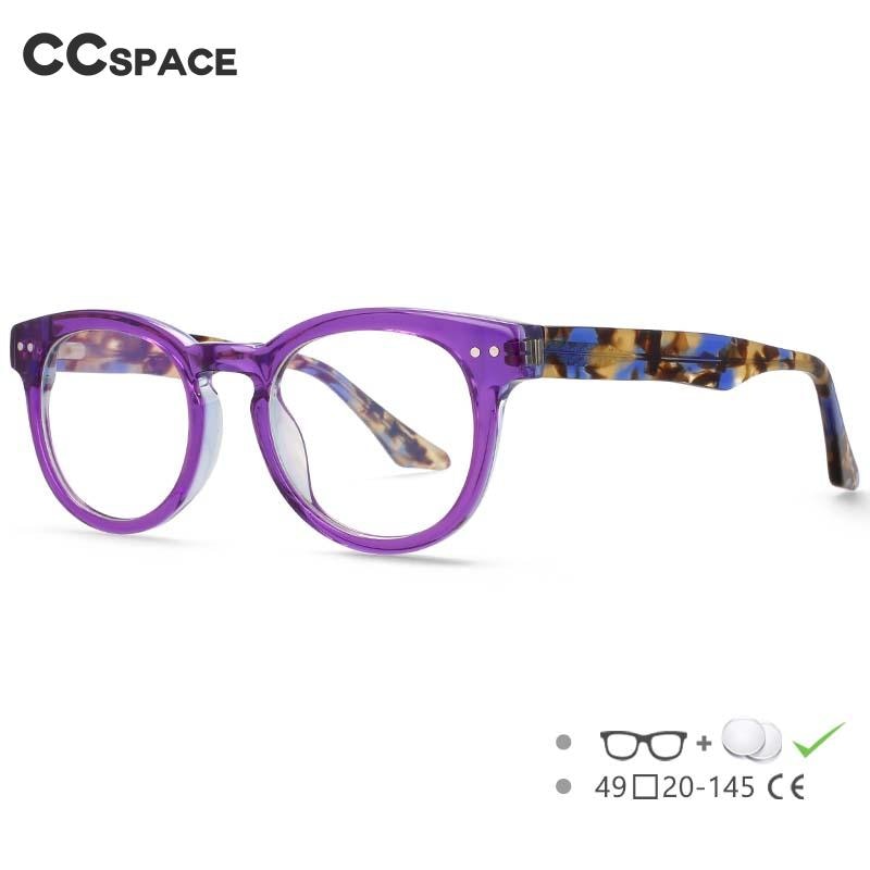 CCspace Women's Full Rim Round Acetate Eyeglasses 55215 Full Rim CCspace