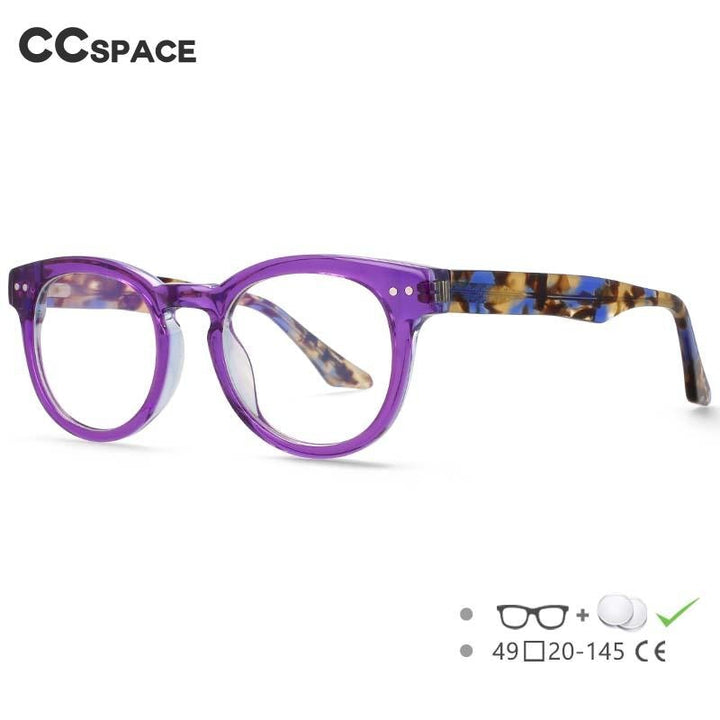 CCspace Women's Full Rim Round Acetate Eyeglasses 55215 Full Rim CCspace
