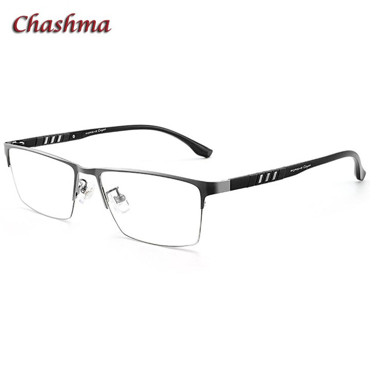 Chashma Unisex Semi Rim Stainless Steel Frame Eyeglasses Semi Rim Chashma Silver