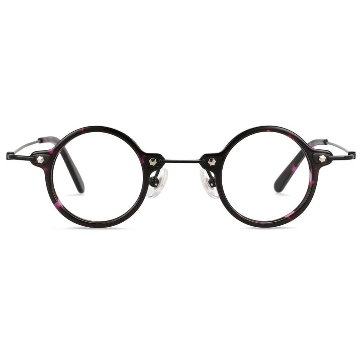 CCspace Unisex Full Rim Small Round Acetate Titanium Eyeglasses 55324 Full Rim CCspace C10LeopardGun China