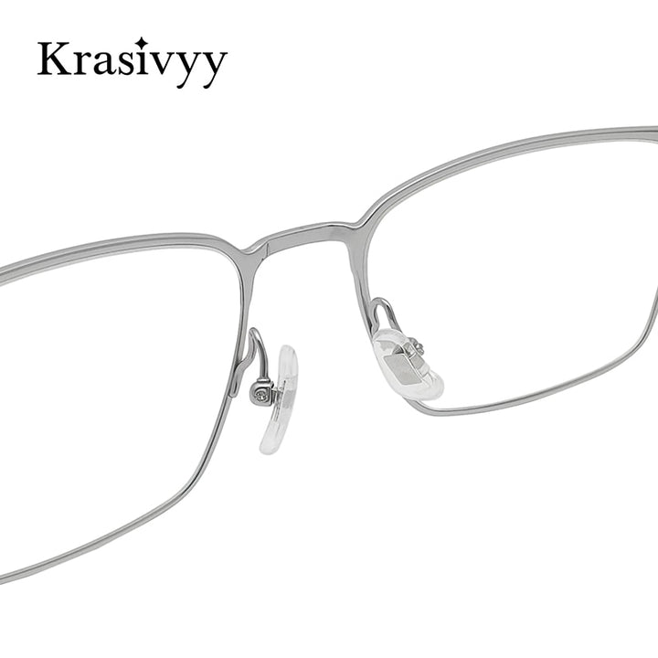 Krasivyy Men's Semi Rim Square Titanium Eyeglasses Semi Rim Krasivyy