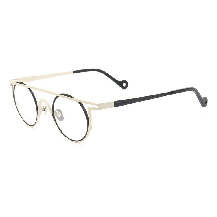 CCspace Unisex Full Rim Round Double Bridge Titanium Eyeglasses 55266 Full Rim CCspace C2 China