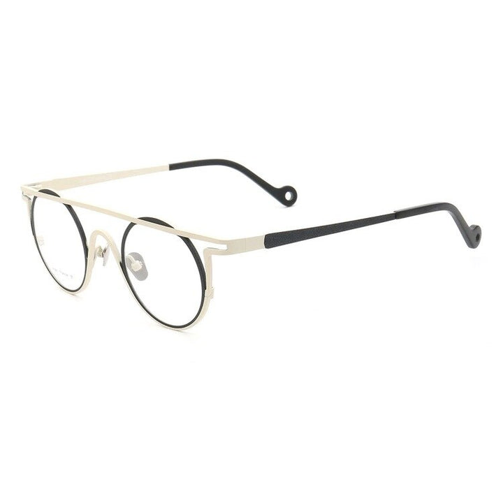 CCspace Unisex Full Rim Round Double Bridge Titanium Eyeglasses 55266 Full Rim CCspace C2 China