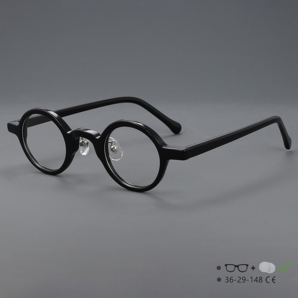 CCspace Unisex Full Rim Round Handcrafted Acetate Eyeglasses 55698 Full Rim CCspace BlackCircular China