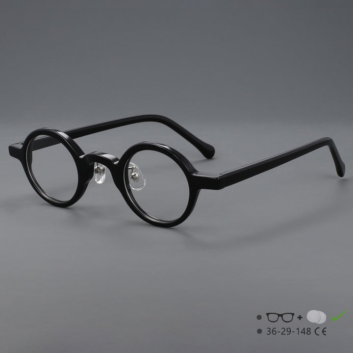 CCspace Unisex Full Rim Round Handcrafted Acetate Eyeglasses 55698 Full Rim CCspace BlackCircular China