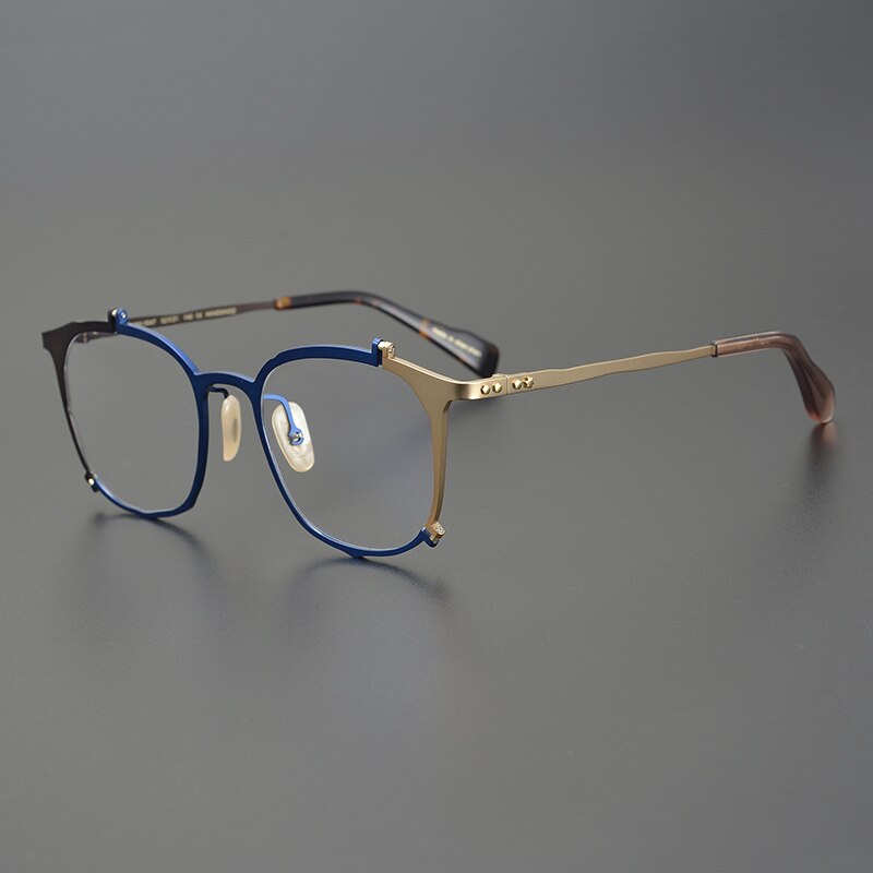 Gatenac Unisex Full Rim Irregular Square Titanium Eyeglasses Gxyj867 Full Rim Gatenac Blue