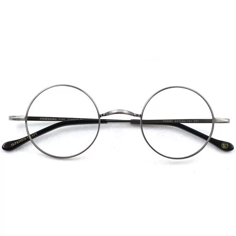 Hdcrafter Unisex Full Rim Round Titanium Eyeglasses Full Rim Hdcrafter Eyeglasses Gray