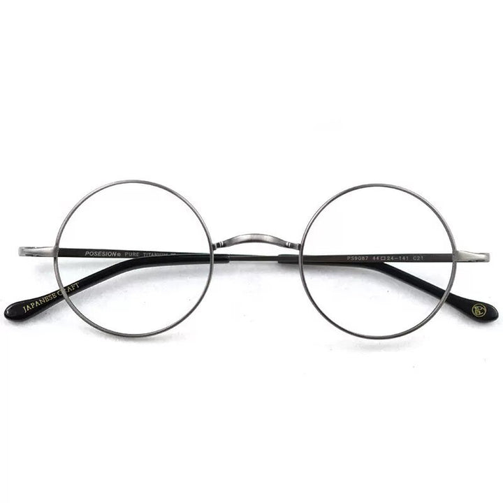 Hdcrafter Unisex Full Rim Round Titanium Eyeglasses Full Rim Hdcrafter Eyeglasses Gray