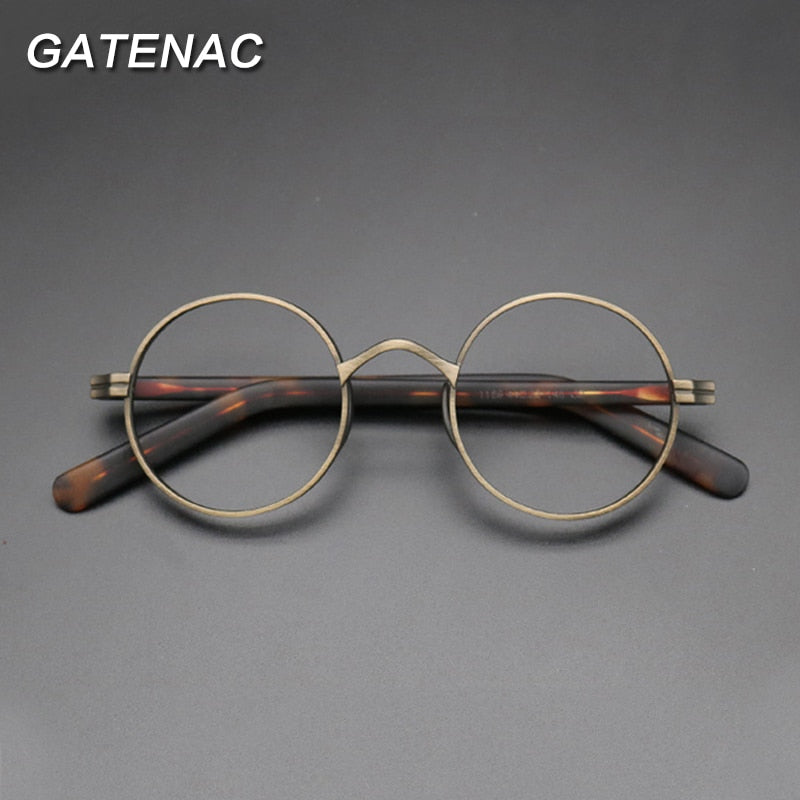 Gatenac Unisex Full Rim Round Titanium Acetate Frame Eyeglasses Gxyj47 Full Rim Gatenac