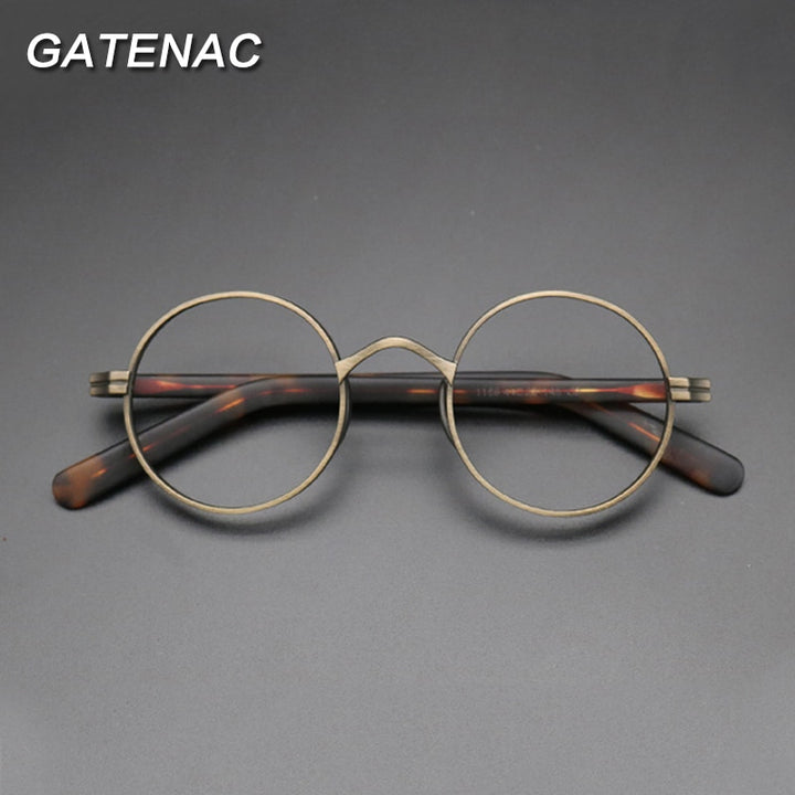 Gatenac Unisex Full Rim Round Titanium Acetate Frame Eyeglasses Gxyj47 Full Rim Gatenac
