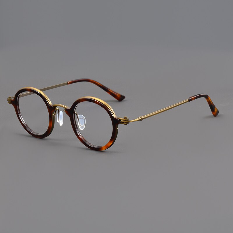 Muzz Unisex Full Rim Round Titanium Acetate Eyeglasses Rlt5988 Full Rim Muzz Auburn