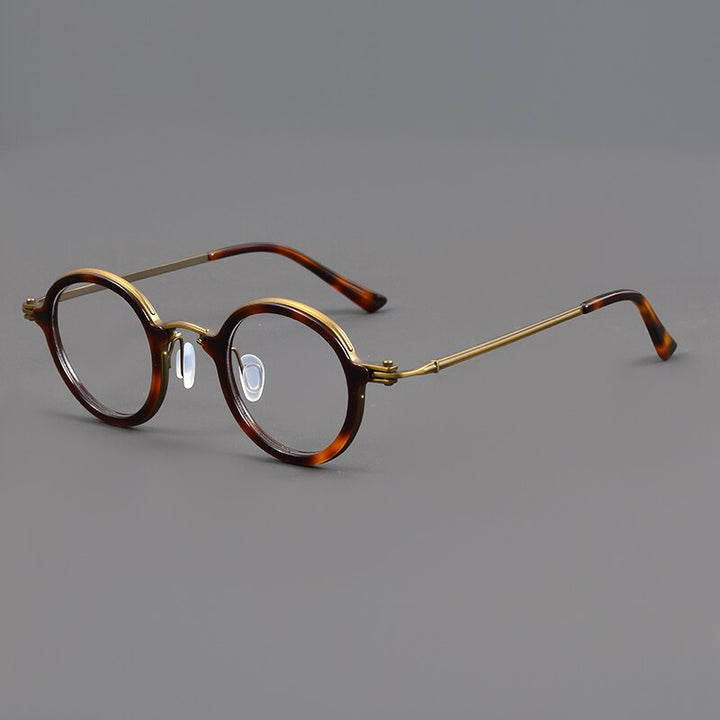 Muzz Unisex Full Rim Round Titanium Acetate Eyeglasses Rlt5988 Full Rim Muzz Auburn