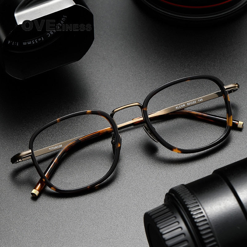 Oveliness Unisex Full Rim Square Acetate Titanium Eyeglasses Alcor Full Rim Oveliness