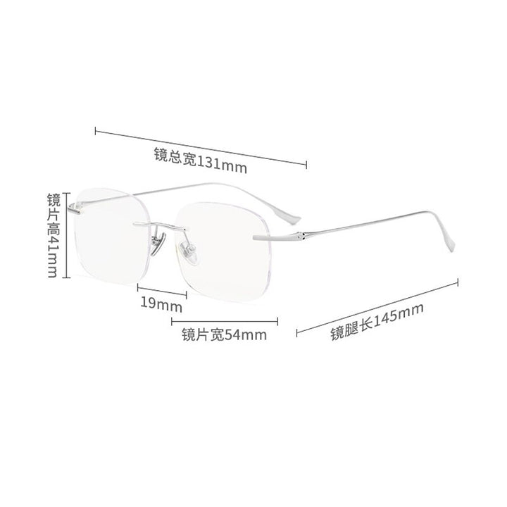 Zirosat Unisex Rimless Square Titanium Eyeglasses1135 Rimless Zirosat