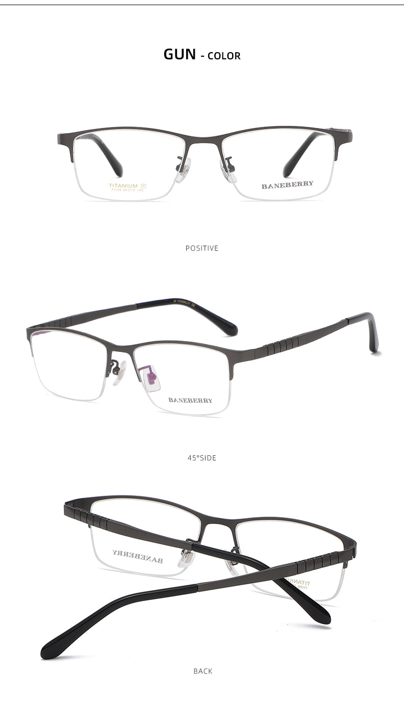 Reven Jate Unisex Semi Rim Square Titanium Frame Eyeglasses 71109 Semi Rim Reven Jate