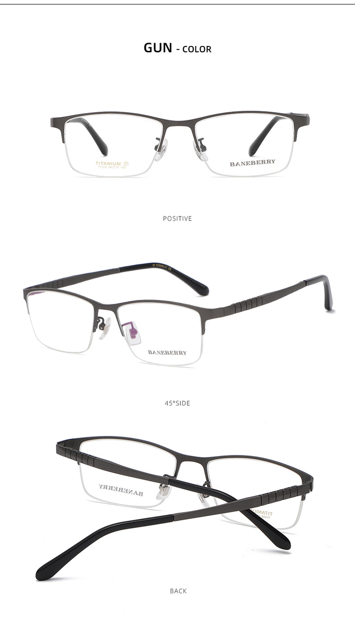 Reven Jate Unisex Semi Rim Square Titanium Frame Eyeglasses 71109 Semi Rim Reven Jate