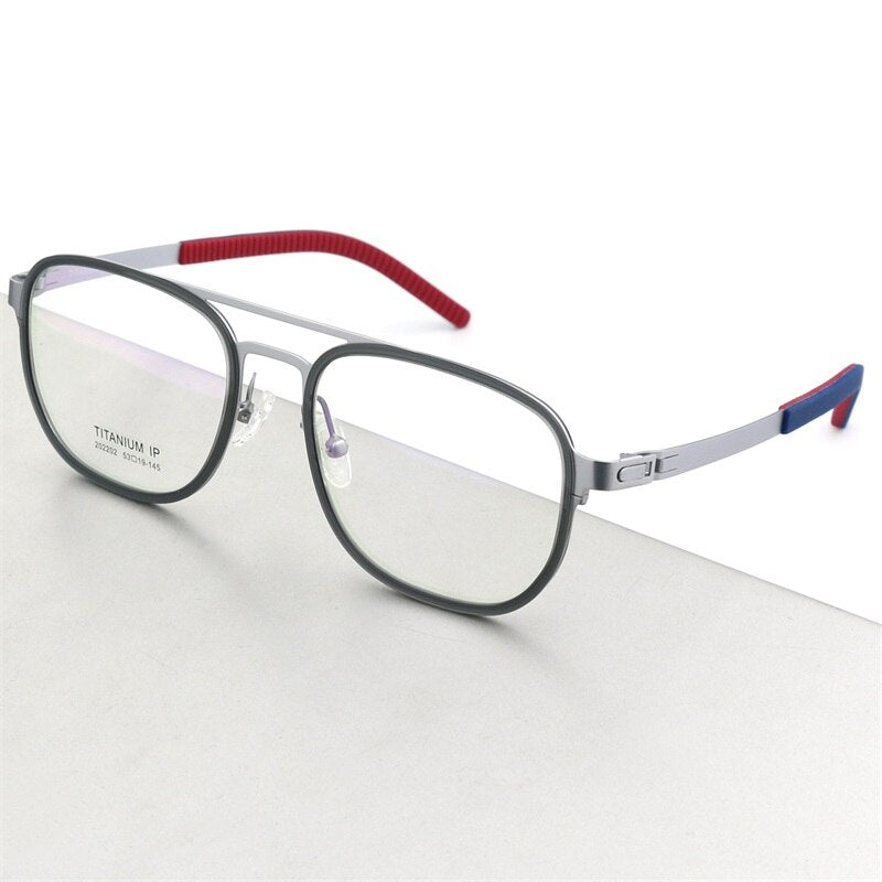 Hdcrafter Unisex Full Rim Square Double Bridge Titanium Eyeglasses 2202 Full Rim Hdcrafter Eyeglasses