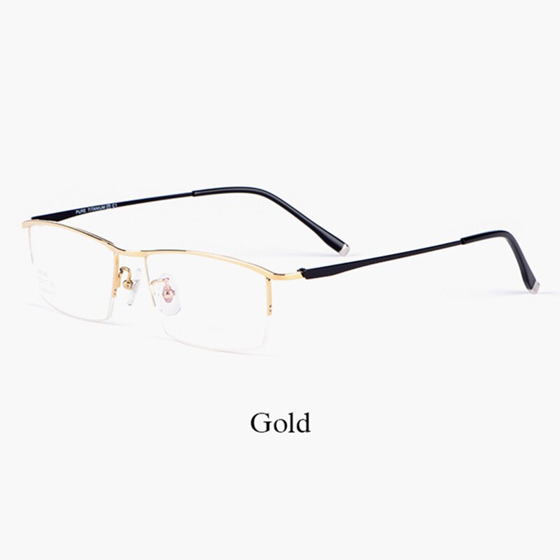 Hotochki Men's Semi Rim Titanium Alloy IP Plated Frame Eyeglasses J85148 Semi Rim Hotochki Gold