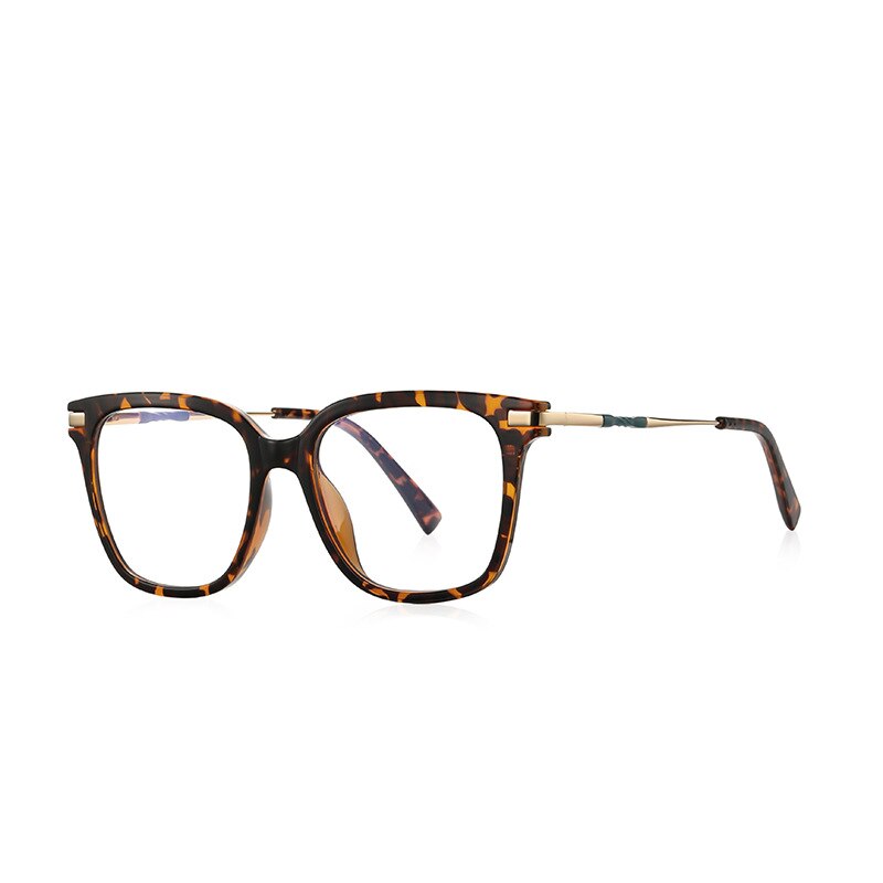 CCspace Unisex Full Rim Square Tr 90 Titanium Eyeglasses 55709 Full Rim CCspace GoldLeopard China