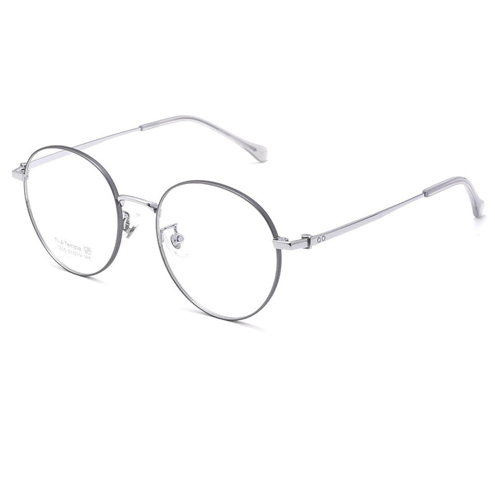 Yimaruili Unsex Full Rim Round Titanium Eyeglasses T855t Full Rim Yimaruili Eyeglasses Blue Silver  