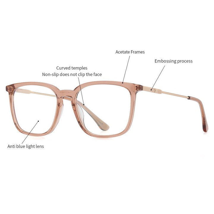 Zirosat Unisex Full Rim Square Acetate Eyeglasses Bj9203 Full Rim Zirosat
