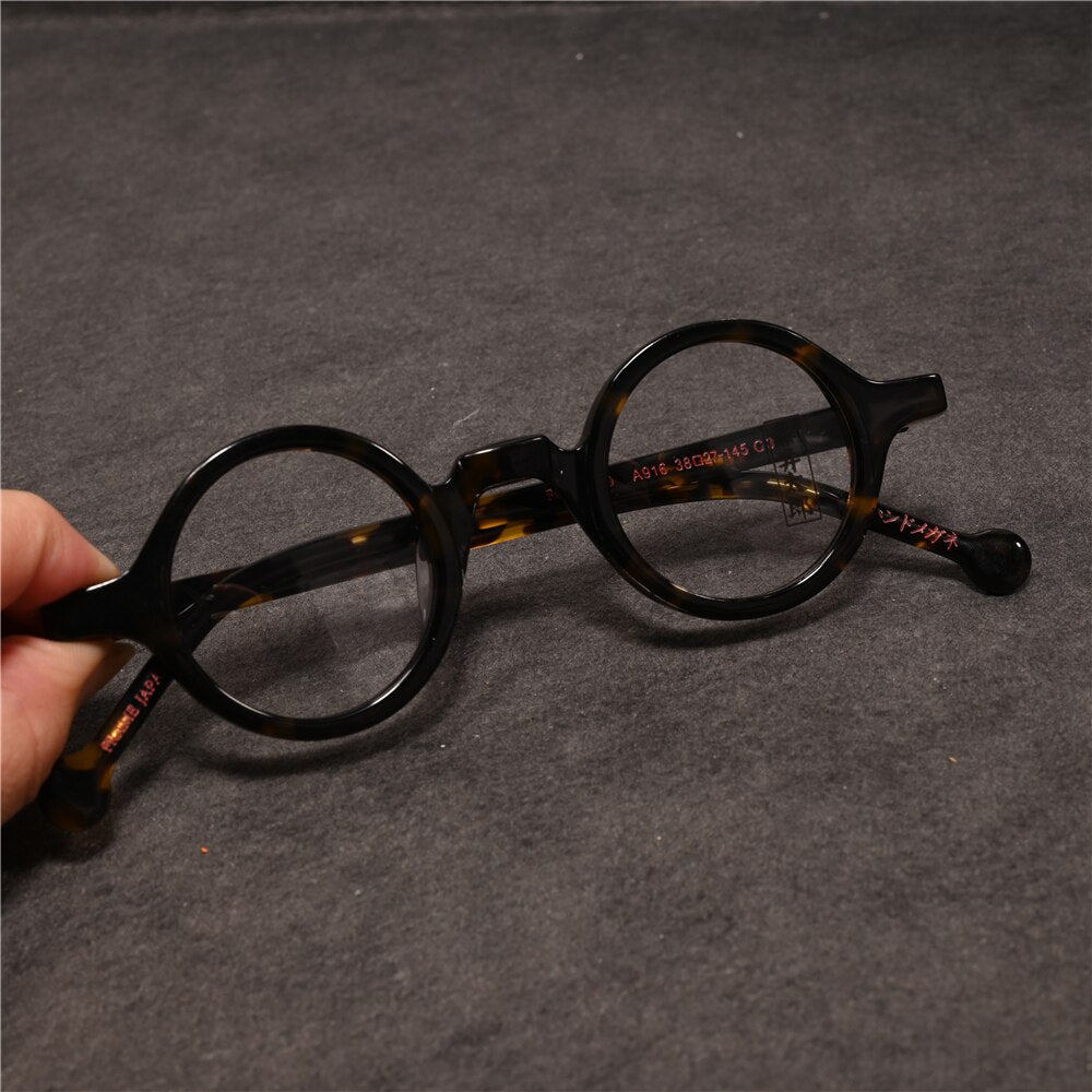 Cubojue Unisex Full Rim Small Round 38mm Acetate Hyperopic Reading Glasses A916 Reading Glasses Cubojue