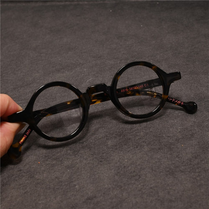 Cubojue Unisex Full Rim Small Round 38mm Acetate Hyperopic Reading Glasses A916 Reading Glasses Cubojue