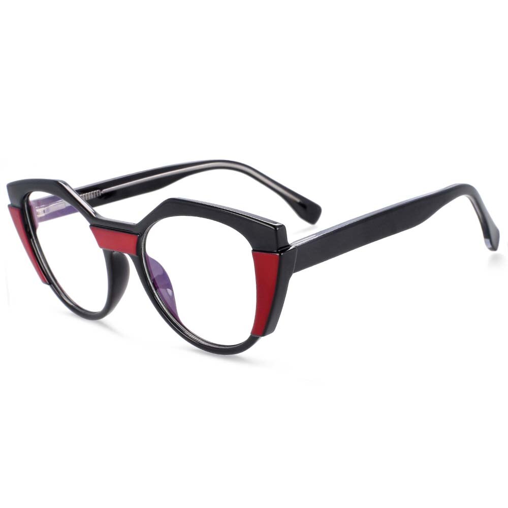 CCspace Unisex Full Rim Round Cat Eye Tr 90 Titanium Frame Eyeglasses 54170 Full Rim CCspace Black