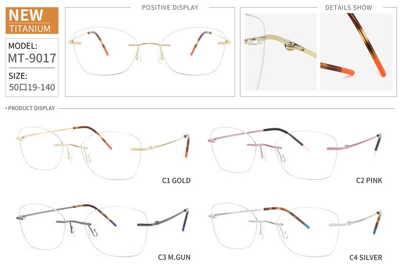 Chashma Ottica Unisex Rimless Rounded Square Titanium Eyeglasses 9017 Rimless Chashma Ottica