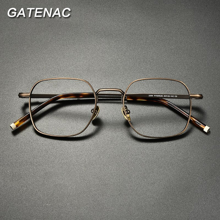 Gatenac Unisex Full Rim Square Titanium Eyeglasses Gxyj932 Full Rim Gatenac