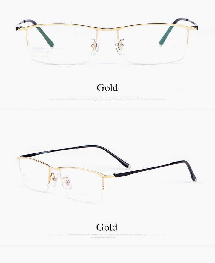 Hotochki Men's Semi Rim Titanium Alloy IP Plated Frame Eyeglasses J85148 Semi Rim Hotochki