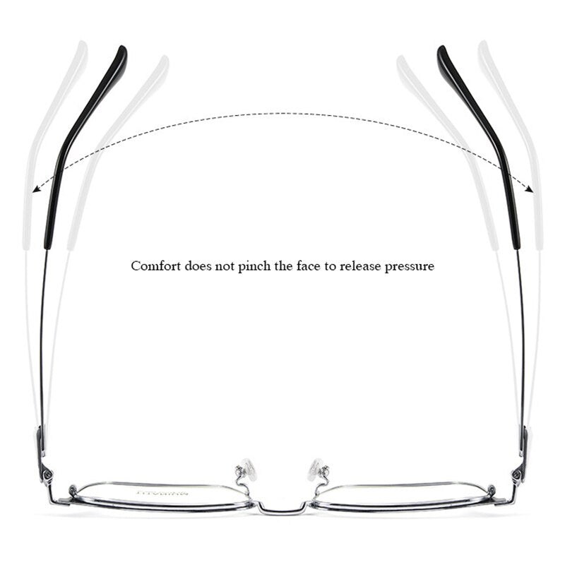Hotochki Men's Semi Rim Square Titanium Alloy Frame Eyeglasses Bv9002 Semi Rim Hotochki