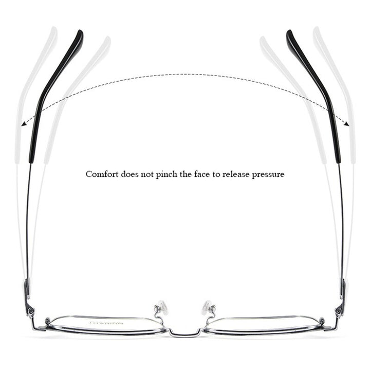 Hotochki Men's Semi Rim Square Titanium Alloy Frame Eyeglasses Bv9002 Semi Rim Hotochki