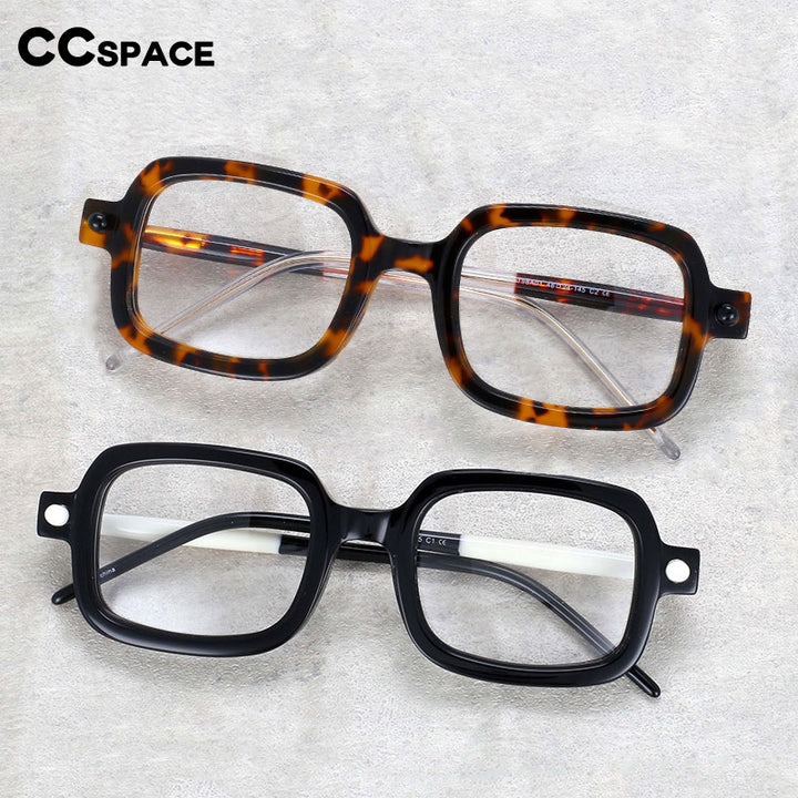 CCspace Unisex Full Rim Square Acetate Frame Eyeglasses 54163 Full Rim CCspace
