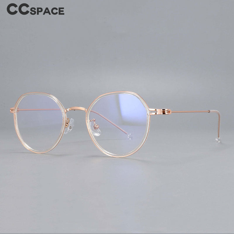 CCspace Unisex Full Rim Irregular Round Tr 90 Titanium Eyeglasses 53262 Full Rim CCspace