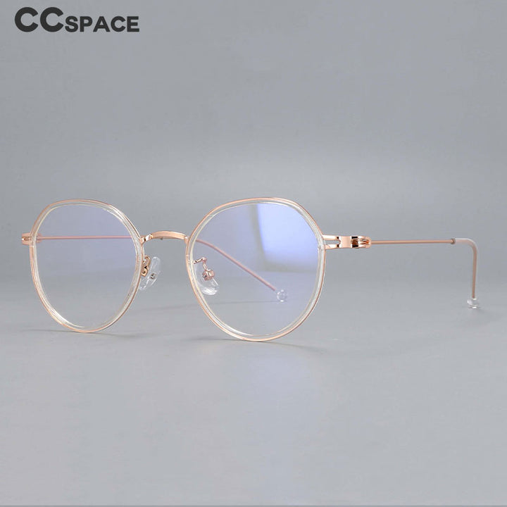 CCspace Unisex Full Rim Irregular Round Tr 90 Titanium Eyeglasses 53262 Full Rim CCspace