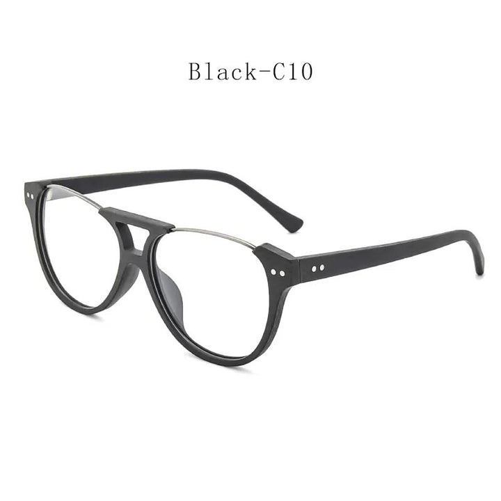 Hdcrafter Unisex Full Rim Square Double Bridge Wood Alloy Eyeglasses Ft5356 Full Rim Hdcrafter Eyeglasses Black-C10