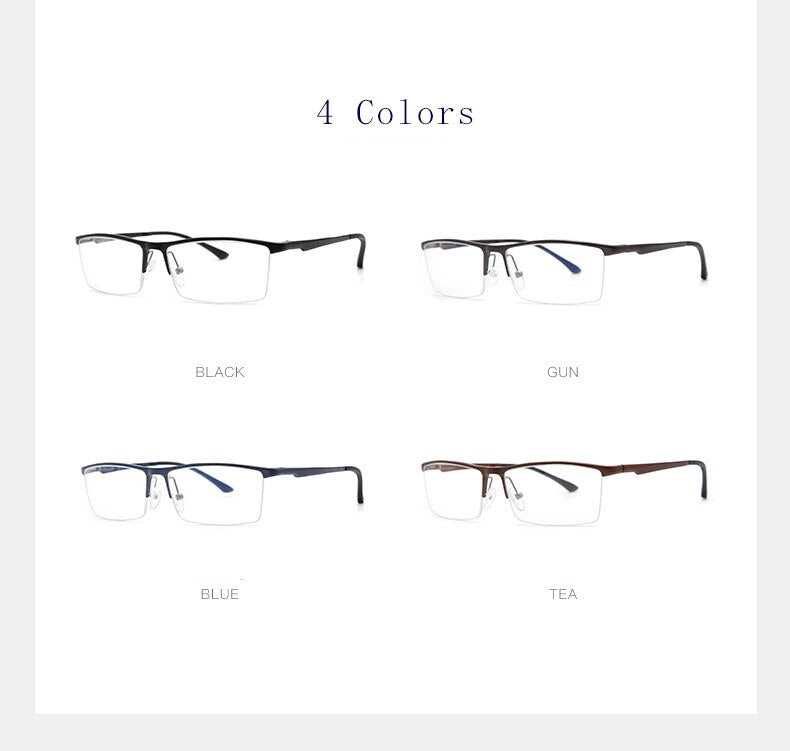 Hdcrafter Men's Semi Rim Square Aluminum Magnesium Eyeglasses 8826 Semi Rim Hdcrafter Eyeglasses