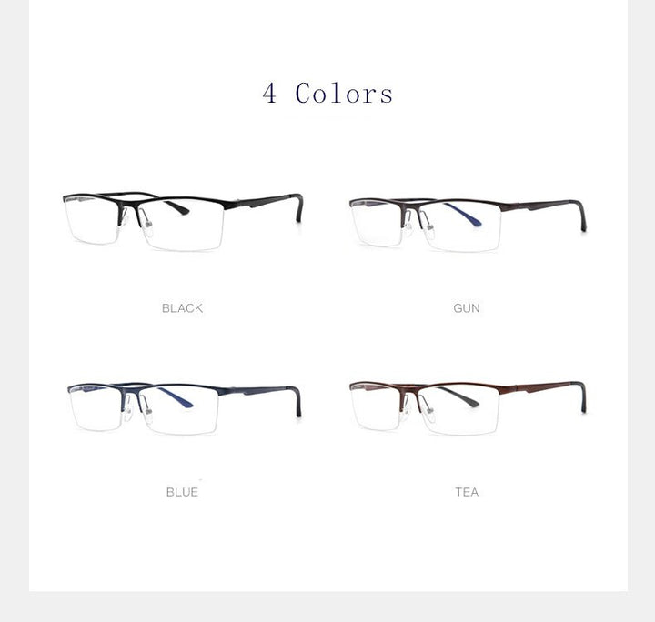 Hdcrafter Men's Semi Rim Square Aluminum Magnesium Eyeglasses 8826 Semi Rim Hdcrafter Eyeglasses
