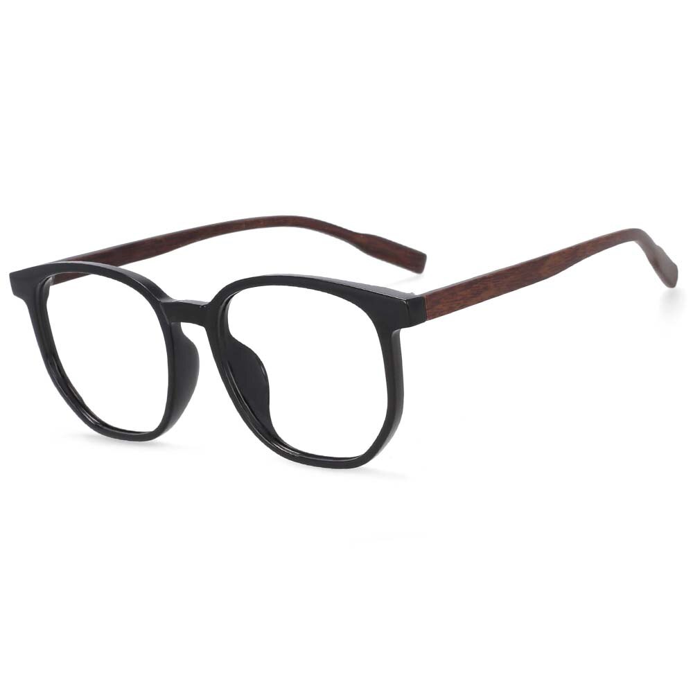 CCspace Unisex Full Rim Oversized Square Cat Eye Tr 90 Titanium Frame Eyeglasses 53976 Full Rim CCspace China black