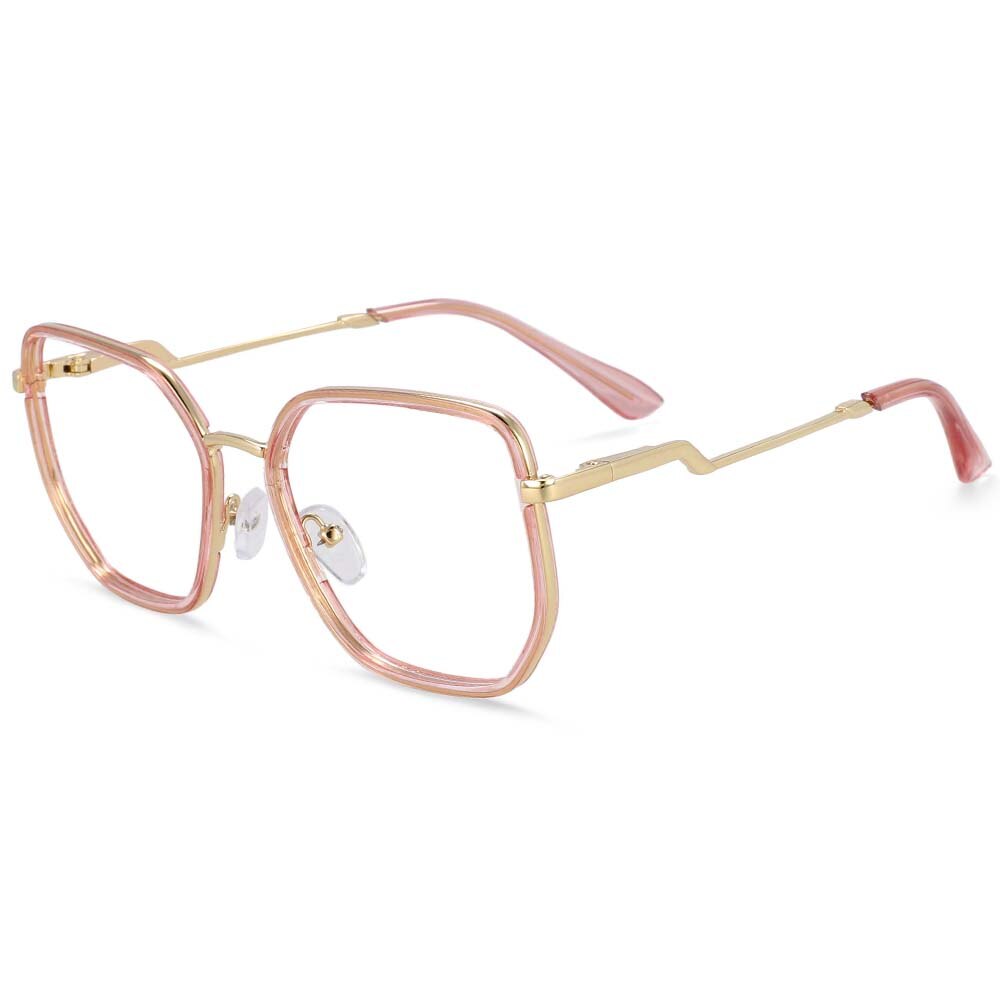 CCspace Women's Full Rim Square Tr 90 Titanium Frame Eyeglasses 54197 Full Rim CCspace Pink