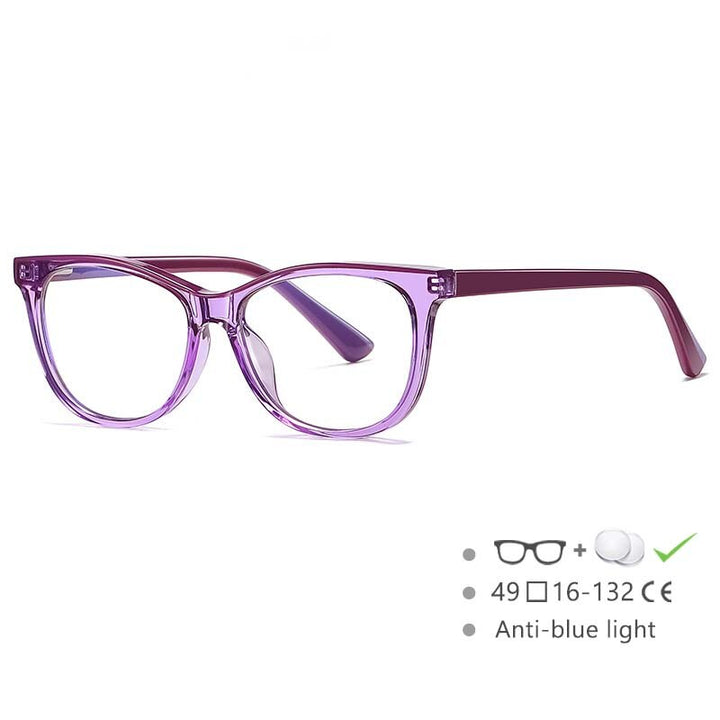 CCspace Youth's Unisex Full Rim Square Tr 90 Titanium Eyeglasses 54524 Full Rim CCspace China Purple