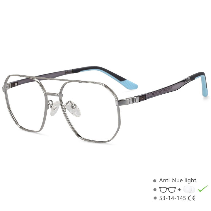 CCspace Unisex Full RIm Oval Double Bridge Alloy Eyeglasses 55604 Full Rim CCspace China Gray